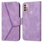 For Motorola Moto G30 / G10 / G20 Embossing Stripe RFID Leather Phone Case(Purple) - 1