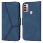 For Motorola Moto G30 / G10 / G20 Embossing Stripe RFID Leather Phone Case(Blue) - 1