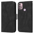 For Motorola Moto G30 / G10 / G20 Embossing Stripe RFID Leather Phone Case(Black) - 1