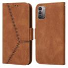 For Nokia G21 / G11 Embossing Stripe RFID Leather Phone Case(Brown) - 1