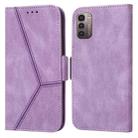 For Nokia G21 / G11 Embossing Stripe RFID Leather Phone Case(Purple) - 1