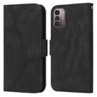 For Nokia G21 / G11 Embossing Stripe RFID Leather Phone Case(Black) - 1
