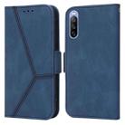 For Sony Xperia 10 III Embossing Stripe RFID Leather Phone Case(Blue) - 1