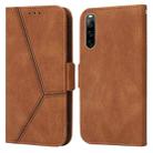 For Sony Xperia 10 IV Embossing Stripe RFID Leather Phone Case(Brown) - 1