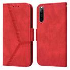 For Sony Xperia 10 IV Embossing Stripe RFID Leather Phone Case(Red) - 1