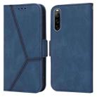 For Sony Xperia 10 IV Embossing Stripe RFID Leather Phone Case(Blue) - 1