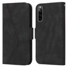 For Sony Xperia 10 IV Embossing Stripe RFID Leather Phone Case(Black) - 1