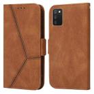 For Samsung Galaxy A03s 166mm EU Version Embossing Stripe RFID Leather Phone Case(Brown) - 1