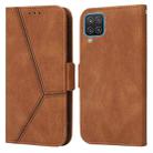 For Samsung Galaxy A12 5G / 4G Embossing Stripe RFID Leather Phone Case(Brown) - 1