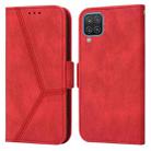 For Samsung Galaxy A12 5G / 4G Embossing Stripe RFID Leather Phone Case(Red) - 1