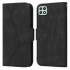 For Samsung Galaxy A22 5G Embossing Stripe RFID Leather Phone Case(Black) - 1