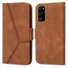 For Samsung Galaxy S20 FE Embossing Stripe RFID Leather Phone Case(Brown) - 1
