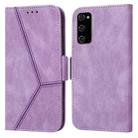 For Samsung Galaxy S20 FE Embossing Stripe RFID Leather Phone Case(Purple) - 1