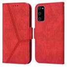 For Samsung Galaxy S20 FE Embossing Stripe RFID Leather Phone Case(Red) - 1