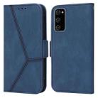 For Samsung Galaxy S20 FE Embossing Stripe RFID Leather Phone Case(Blue) - 1