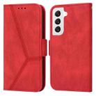 For Samsung Galaxy S22 5G Embossing Stripe RFID Leather Phone Case(Red) - 1