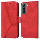 For Samsung Galaxy S22+ 5G Embossing Stripe RFID Leather Phone Case(Red) - 1