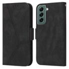 For Samsung Galaxy S22+ 5G Embossing Stripe RFID Leather Phone Case(Black) - 1