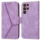 For Samsung Galaxy S22 Ultra 5G Embossing Stripe RFID Leather Phone Case(Purple) - 1