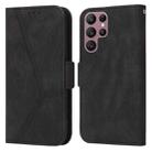 For Samsung Galaxy S22 Ultra 5G Embossing Stripe RFID Leather Phone Case(Black) - 1