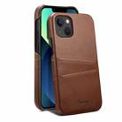 For iPhone 13 Suteni Calf Texture Back Cover Phone Case with Card Slots(Brown) - 1