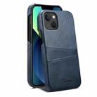 For iPhone 13 Suteni Calf Texture Back Cover Phone Case with Card Slots(Blue) - 1