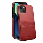 For iPhone 13 mini Suteni Calf Texture Back Cover Phone Case with Card Slots (Red) - 1