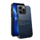 For iPhone 13 Pro Max Suteni Calf Texture Back Cover Phone Case with Card Slots (Blue) - 1