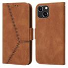 For iPhone 14 Plus Embossing Stripe RFID Leather Phone Case (Brown) - 1