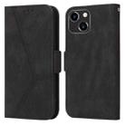 For iPhone 14 Plus Embossing Stripe RFID Leather Phone Case (Black) - 1