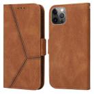 For iPhone 13 Pro Max Embossing Stripe RFID Leather Phone Case (Brown) - 1