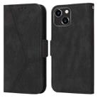 For iPhone 13 Embossing Stripe RFID Leather Phone Case(Black) - 1