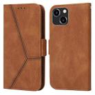 For iPhone 13 mini Embossing Stripe RFID Leather Phone Case (Brown) - 1