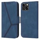 For iPhone 13 mini Embossing Stripe RFID Leather Phone Case (Blue) - 1
