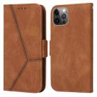 For iPhone 12 Pro Max Embossing Stripe RFID Leather Phone Case(Brown) - 1