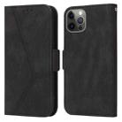 For iPhone 12 Pro Max Embossing Stripe RFID Leather Phone Case(Black) - 1