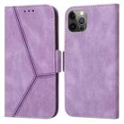 For iPhone 12 / 12 Pro Embossing Stripe RFID Leather Phone Case(Purple) - 1