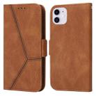 For iPhone 12 mini Embossing Stripe RFID Leather Phone Case (Brown) - 1
