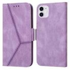 For iPhone 12 mini Embossing Stripe RFID Leather Phone Case (Purple) - 1