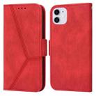 For iPhone 12 mini Embossing Stripe RFID Leather Phone Case (Red) - 1