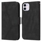 For iPhone 12 mini Embossing Stripe RFID Leather Phone Case (Black) - 1