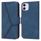 For iPhone 11 Embossing Stripe RFID Leather Phone Case (Blue) - 1