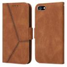 For iPhone SE 2022 / SE 2020 / 8 / 7 Embossing Stripe RFID Leather Phone Case(Brown) - 1