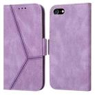 For iPhone SE 2022 / SE 2020 / 8 / 7 Embossing Stripe RFID Leather Phone Case(Purple) - 1