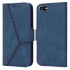 For iPhone SE 2022 / SE 2020 / 8 / 7 Embossing Stripe RFID Leather Phone Case(Blue) - 1