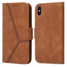 For iPhone X / XS Embossing Stripe RFID Leather Phone Case(Brown) - 1