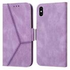 For iPhone X / XS Embossing Stripe RFID Leather Phone Case(Purple) - 1