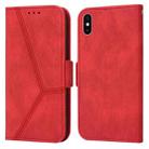 For iPhone X / XS Embossing Stripe RFID Leather Phone Case(Red) - 1