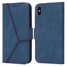 For iPhone X / XS Embossing Stripe RFID Leather Phone Case(Blue) - 1