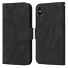 For iPhone X / XS Embossing Stripe RFID Leather Phone Case(Black) - 1